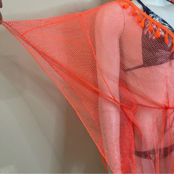 Bright orange summer beachwear V-neck slip dress cover up - Picture 5 of 10